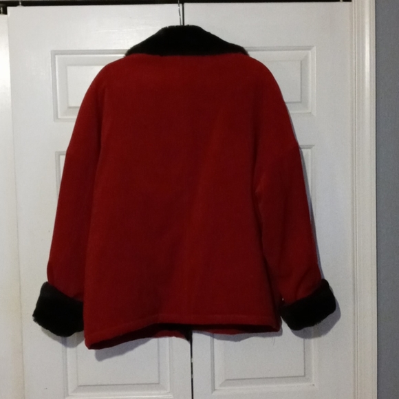 Gallery Red Coat with DK Brown fur SZ Large - Picture 7 of 9